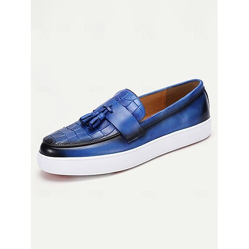 Marineblaue Herren-Loafer aus echtem Leder, hochwertige Hochzeitsschuhe für Bräutigam und Hochzeitsgäste Image