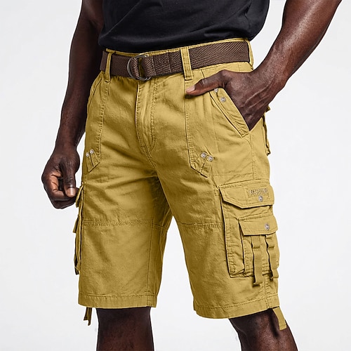 Herren Cargo-Shorts Wander-Shorts Bein Kordelzug tragbar Elastischer Bund Einfach Einheitliche Farbe Komfort Knielang Lässig Täglich Outdoor Urlaub Mode Marineblau Rot Mikroelastisch Image