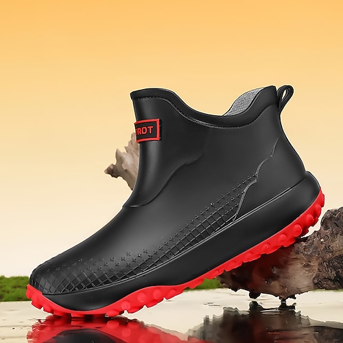 Weiße, wasserdichte Herren-Regenstiefel zum Hineinschlüpfen, leichte Outdoor-Arbeitsstiefel mit rutschfester Oberfläche, ideal für Regentage, Angeln, Landwirtschaft, Gartenarbeit und den täglichen Gebrauch im Freien. Image