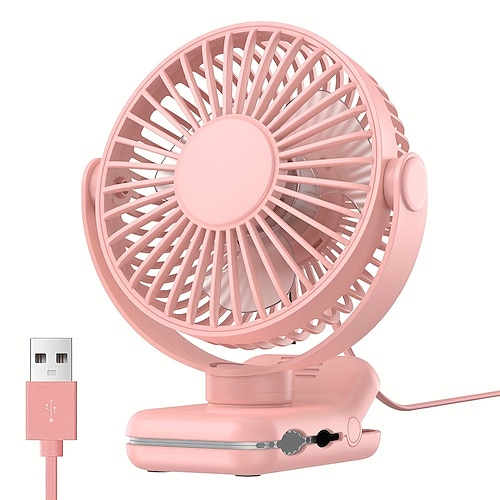Tragbarer Mini-Tischventilator mit USB-Anschluss und 720°-Drehung für Kinderwagen, Büro, Bett, Studentenwohnheim und Zuhause. Leiser, persönlicher Ventilator mit 3 Geschwindigkeitsstufen, Image