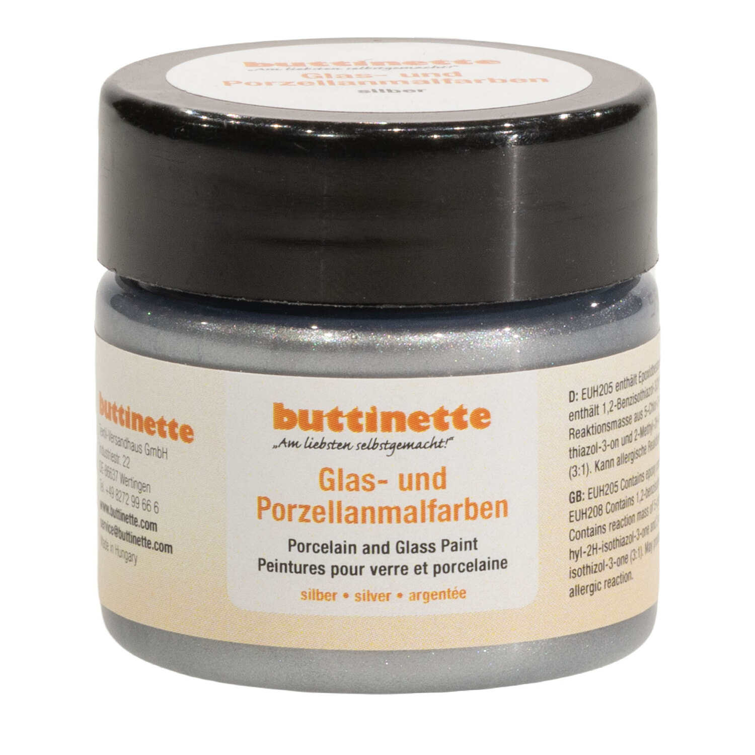 buttinette Peinture pour porcelaine et verre, argenté