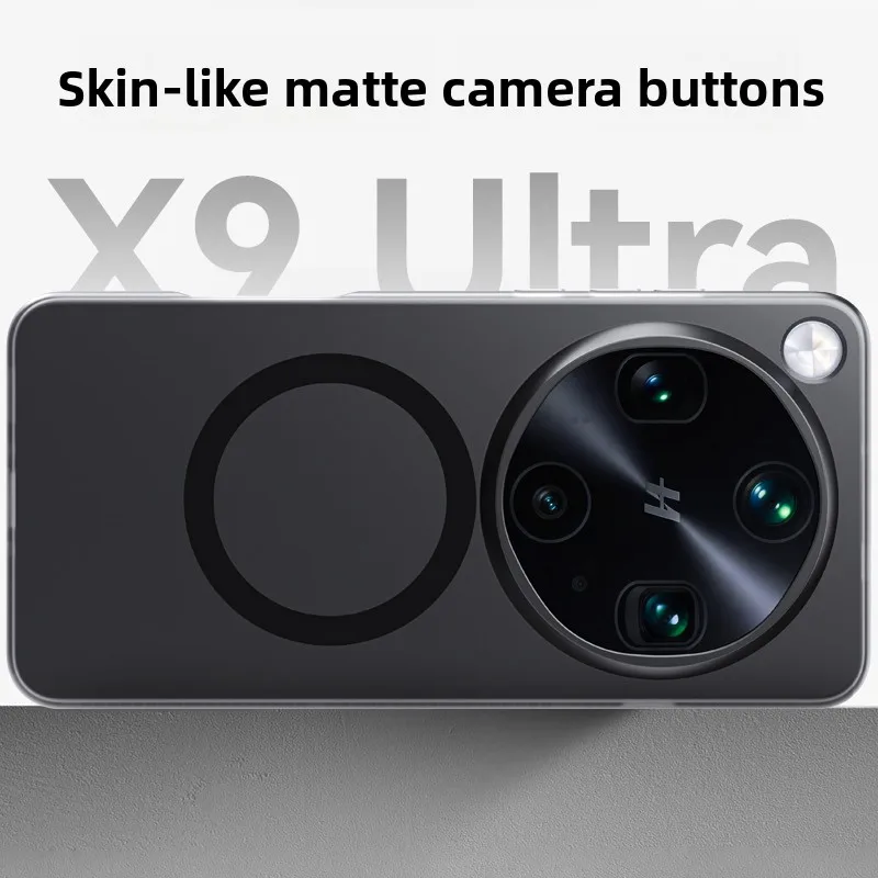 Per OPPO Find X9 Ultra Custodia magnetica Magsafe per OPPO Find X9 Ultra Protezione per fotocamera trasparente opaca effetto pelle di lusso