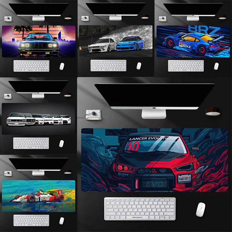 JDM Car EVO Gaming Mouse Pad Race Car Desktop Non-Slip Rubber Based Large DeskMat Game Keyboard MicePad Gifts Boys PC Carpet