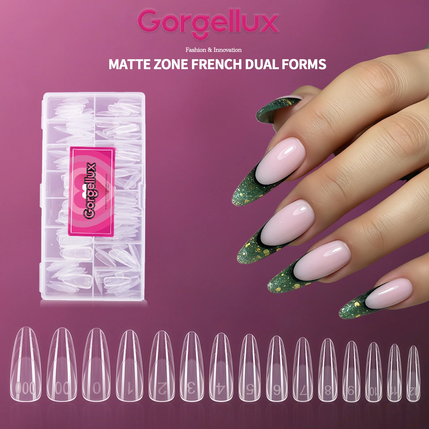 150 Pezzi Forme per Unghie Francesi Dual, 15 Misure, Riutilizzabili, Ultra Resistenti, per Estensione Unghie in Acrilico e Gel, Professionali per Salone e Fai da Te, Arte delle Unghie