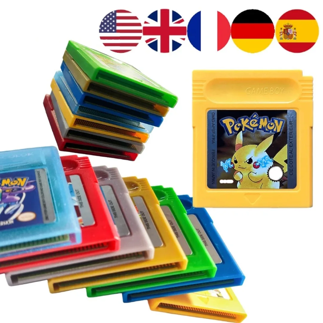 5 Languages Version GBC Pokemon 16-bit Game Video Game Cartridge Console Card Red Blue Crystal Golden Green Silver Yellow