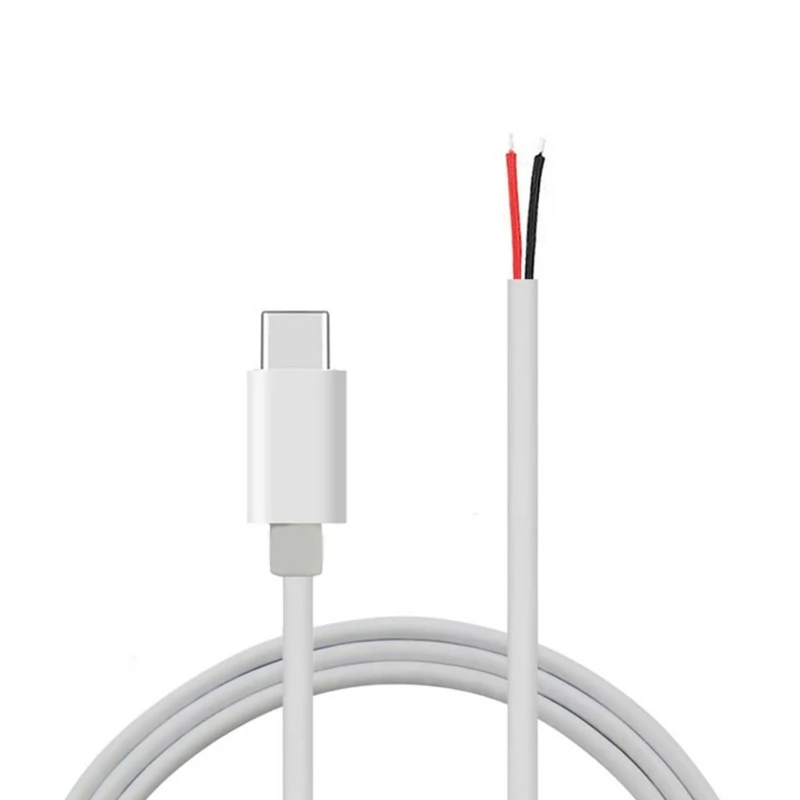 Cavo da USB C a 2 pin con estremità aperta a filo nudo 5 V/2 A USB tipo C maschio a 2 pin cavo di alimentazione a spirale di fai