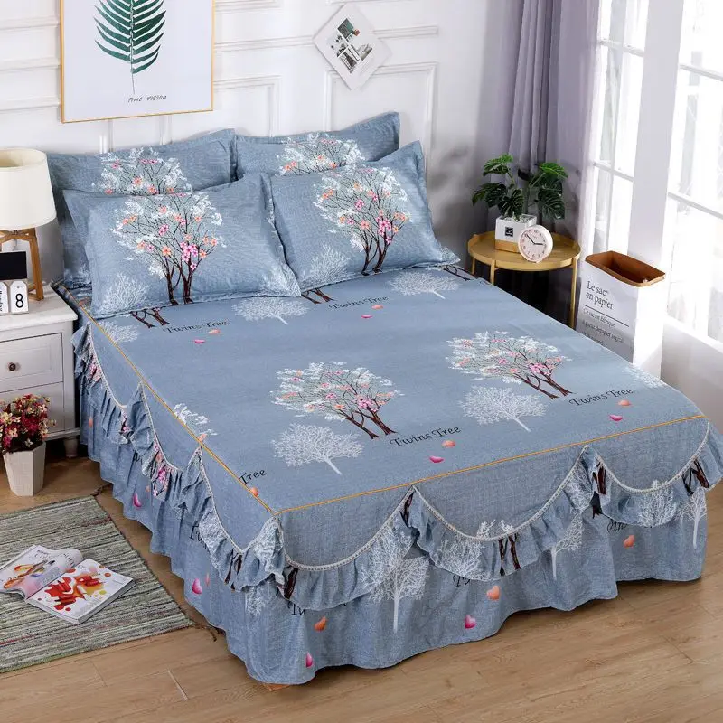 Bed Sheet 3pcs with Pillowcase Household Fashion Washable Skin-friendly Soft Bedding Luxury Bedroom Students Adults Bedspread