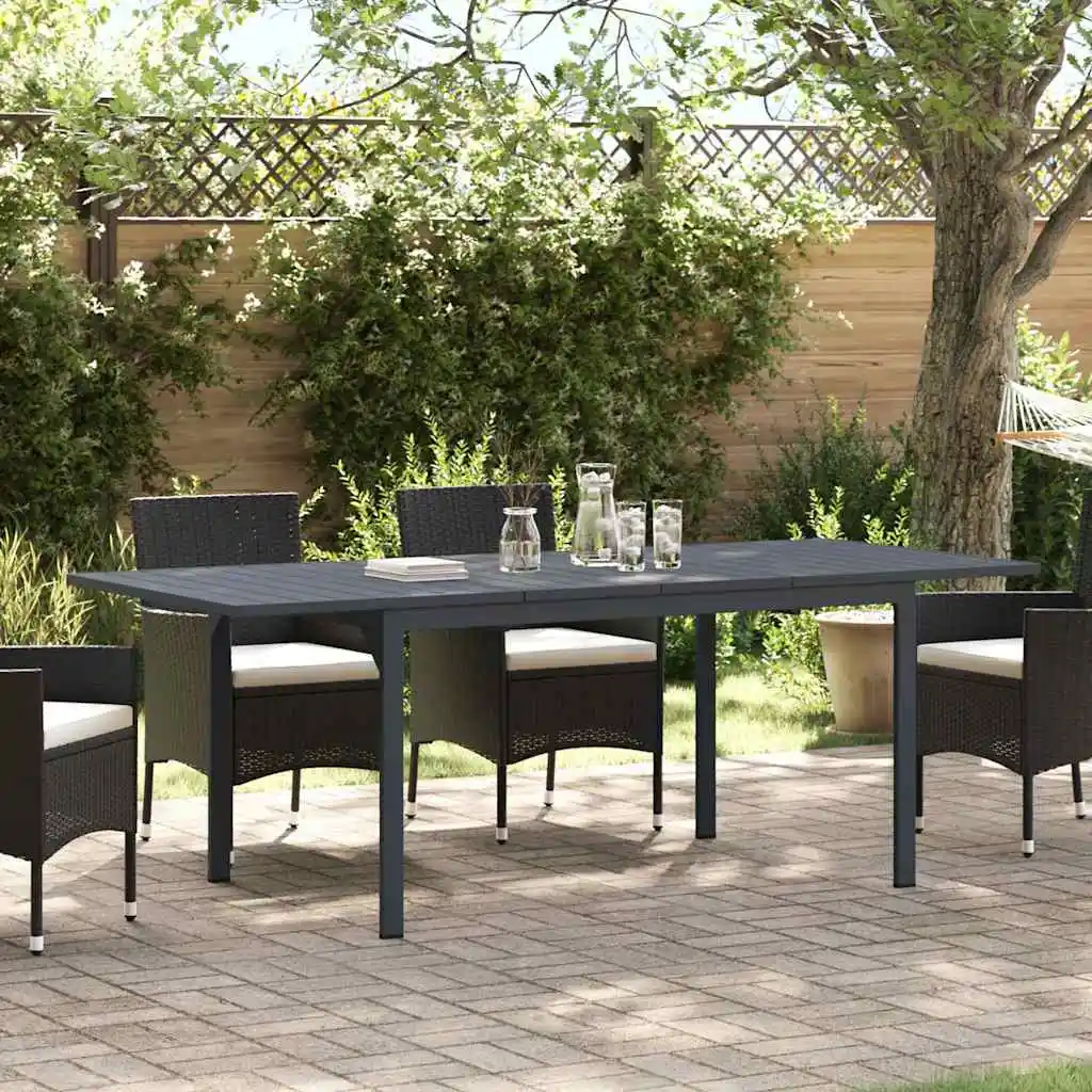 2-teiliger Esstisch für den Außenbereich, Anthrazit, 210 x 90 x 73 cm, moderner wasserdichter Gartentisch aus Holz für Terrasse und Hof (nur Tisch)