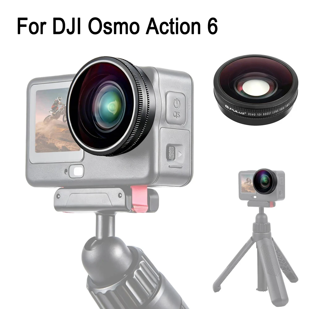 PULUZ 180° Weitwinkel-Glaslinse für DJI Osmo Action 6, für DJI Action 6 Kamera, 185 Grad Ultra-Weitwinkel-FOV-Boost-Objektiv Zubehör Image