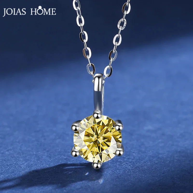 JOIAS HOME Silber s925 1ct D COLRO Moissanit-Halskette mit rundem Edelsteinanhänger, schlicht und elegant, O-Kette, modisch, vielseitig