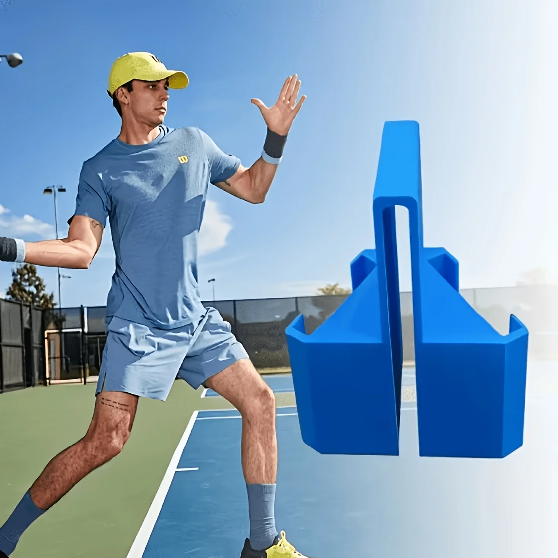 3D-Gedruckte Tennisnetz-Halterung Tennis-Aufnahmehalterung Tennis-Kamerahalterung Dual-Perspektive Handy-Actionkamera-Halter mit Clips Image