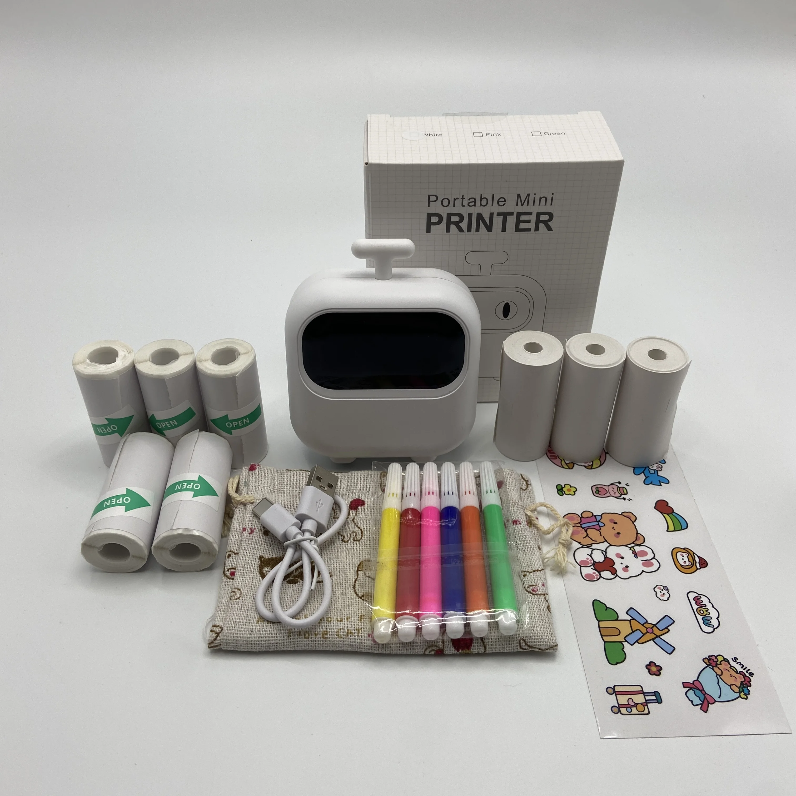 Kabelloser Mini Tragbarer Thermoetikettendrucker, 203dpi HD-Druck, Unterstützt Drahtlos/USB/Batteriebetrieb Image