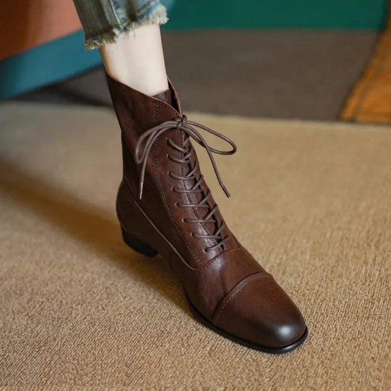 Frauen Stiefeletten Frühling Herbst Botas Zurück Zip Kurze Stiefel Damen Pferdeleder Punk Schuhe Auf Niedrigen Absatz Street Style Winter Schuhe