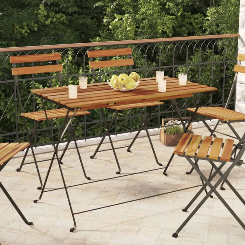Klappbarer Bistrotisch 100x54x71cm Massives Akazienholz und Stahl Moderner Gartentisch Holztisch für Terrasse und Hof (nur Tisch) Image