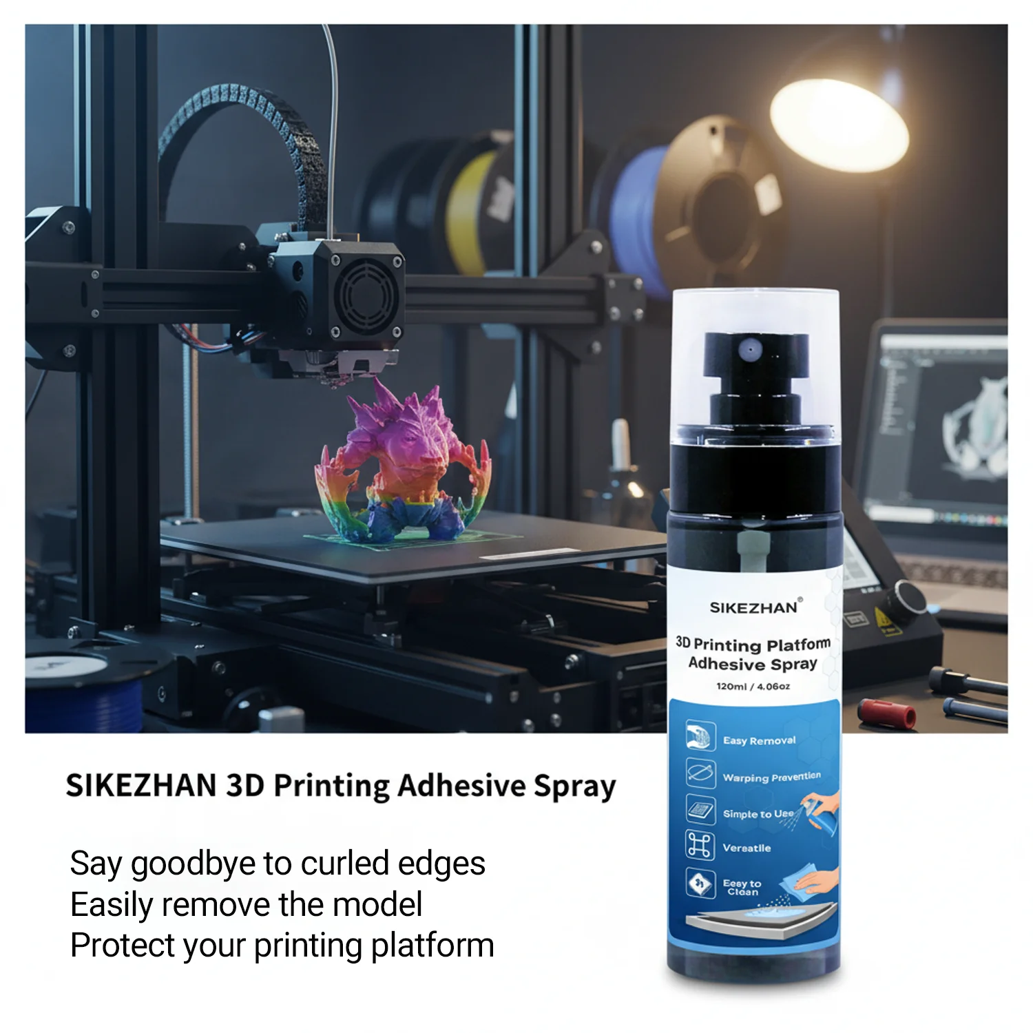 3D-Druck Klebespray 120ml Anti-Verformungs-Flüssigkleber für Glas PEI-Bett Einfache Entfernung für PLA ABS PETG Hochtemperatur-Fixiermittel Image