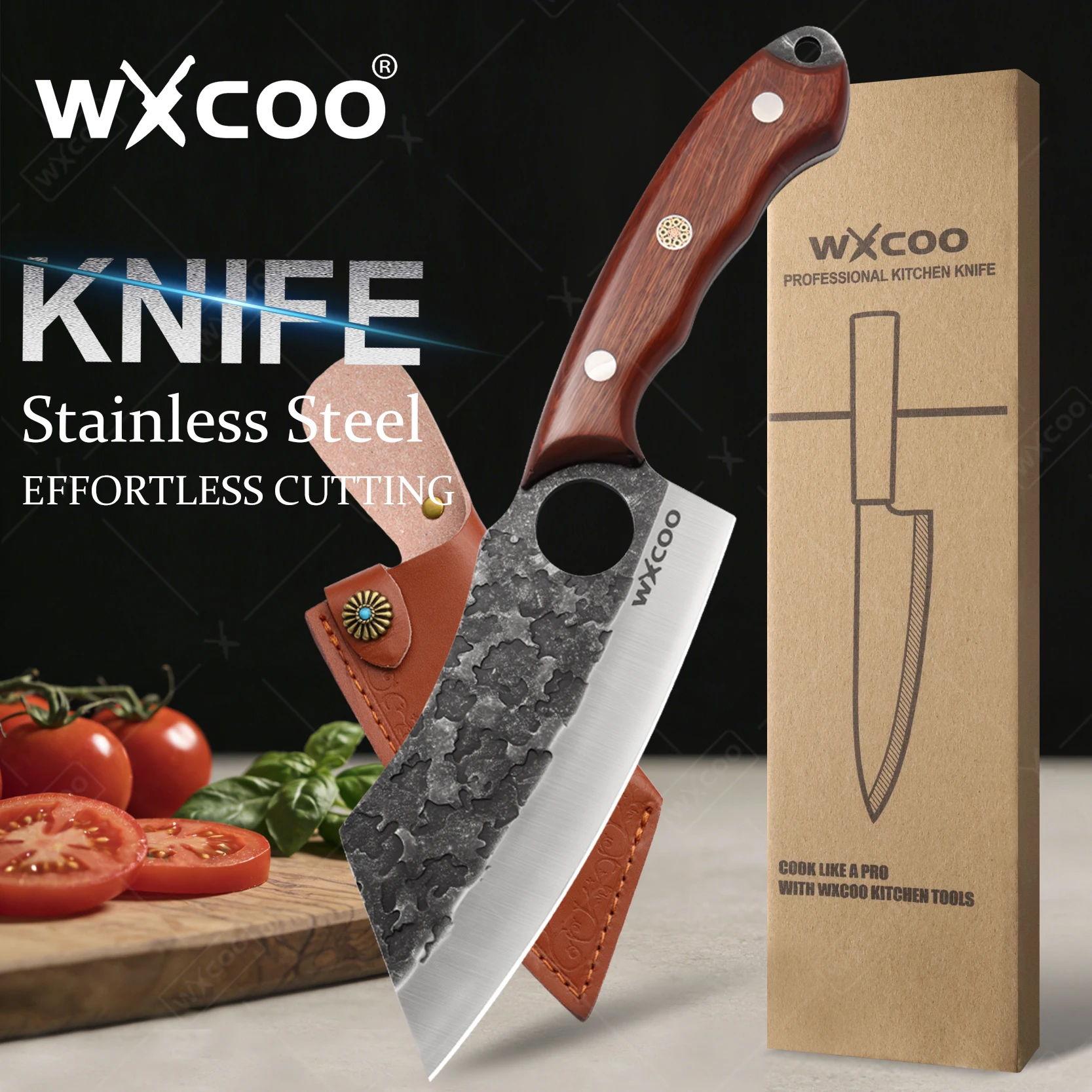 WXCOO Metzgermesser Handgeschmiedetes Fleischbeil Ausbeinmesser Edelstahl Küchenmesser Professionelle Kochmesser Image