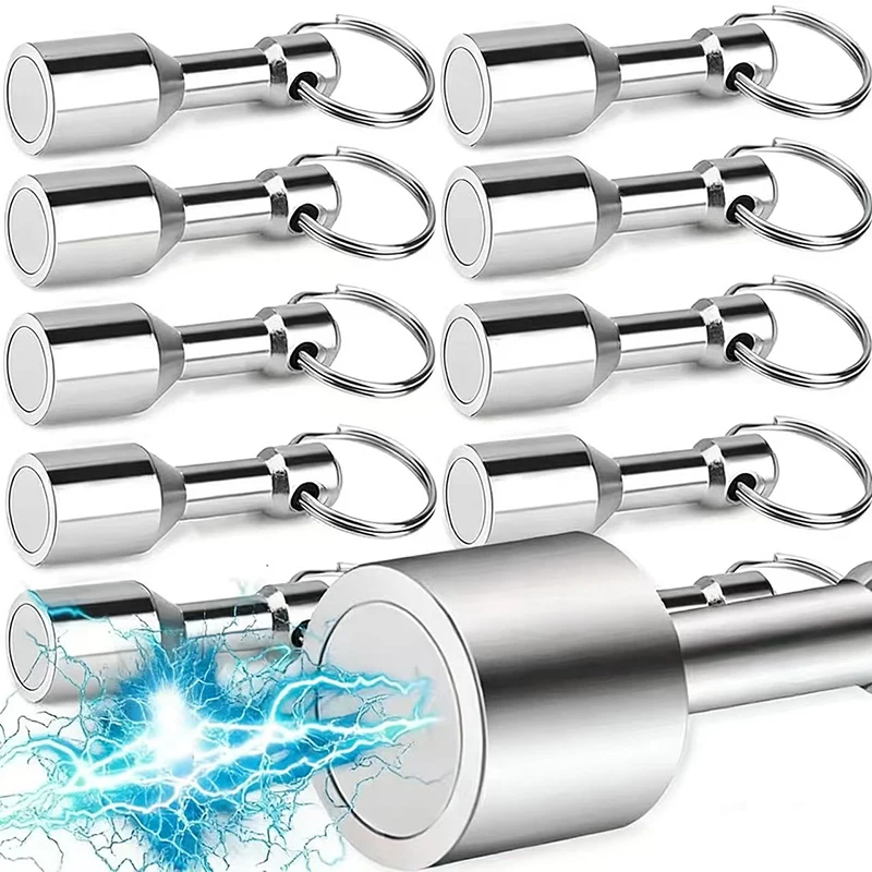 Silberfarbener, superstarker Metallmagnet, Schlüsselanhänger für Autoschlüssel, geteilter Ring, Taschen-Schlüsselring, Hängehalter, tragbare Outdoor-Werkzeuge Image