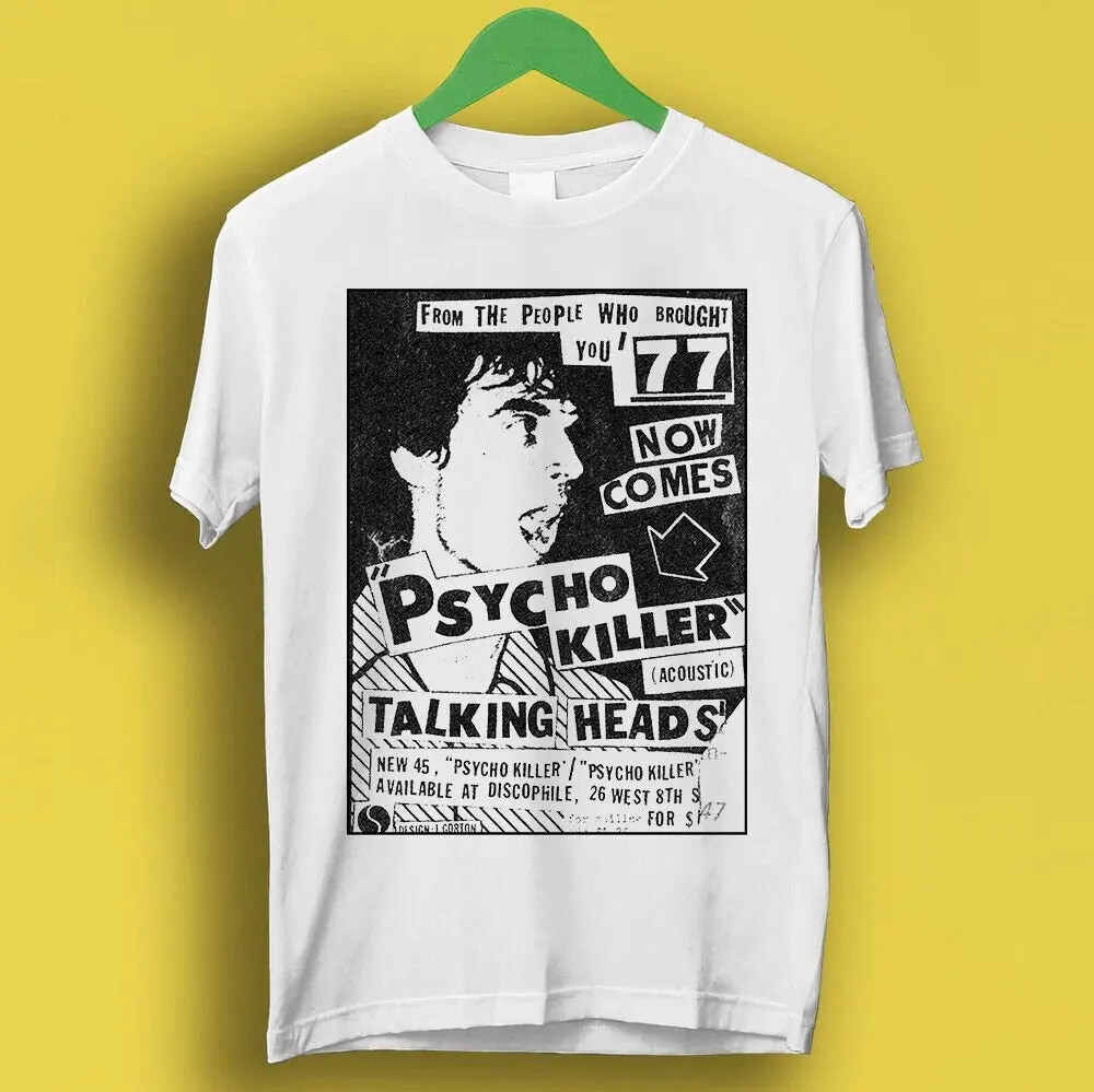 Talking Heads Psycho Killer Band Punk Rock Poster Musik Cooles Geschenk-T-Shirt Sommer Lockeres und Atmungsaktives T-Shirt für Männer und Frauen Image