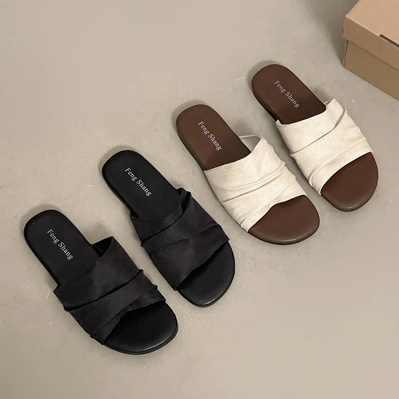 Faltbare Slip-On-Slipper für Damen, bequeme Outdoor-Strandsandalen, flache Schuhe, Sommersandalen, Gladiator-Schuhe für Damen