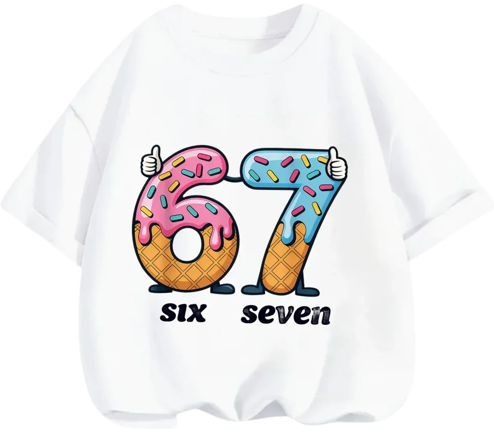 67 Six Seven 2026 Kinder Mode Rundhals T-Shirt 3-14 Jahre Jungen Mädchen Sommer Spaß Niedlich Kawaii Cartoon Street Hot Outdoor Casual Image