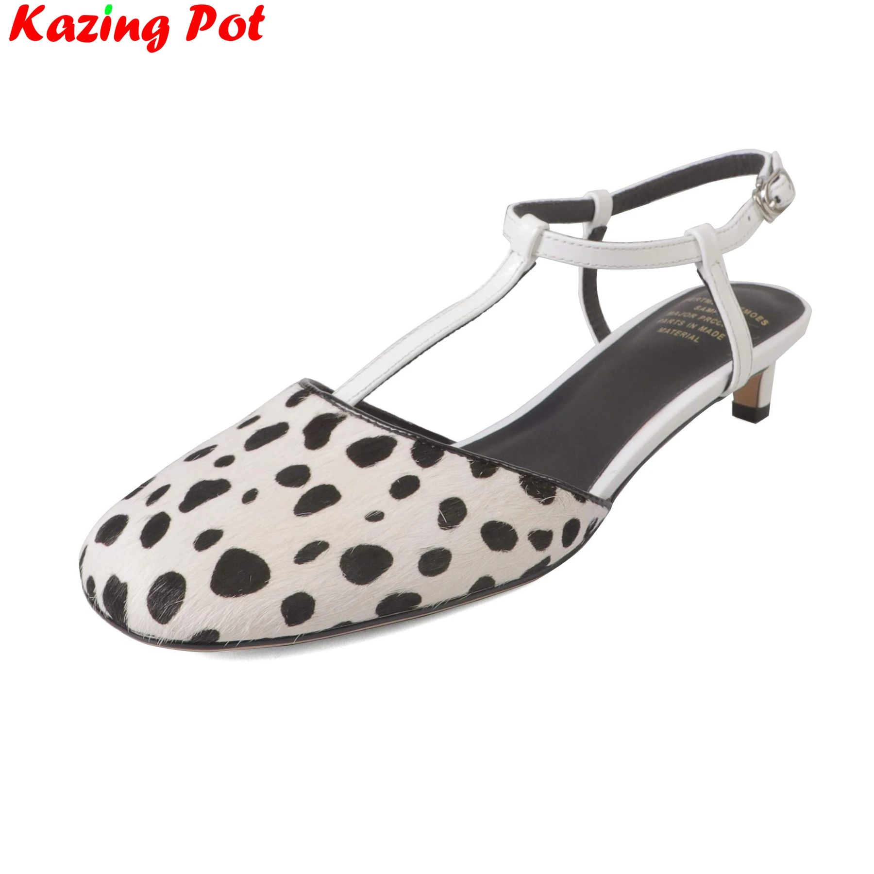 Krazing Pot Rosshaar Ankle Strap Slingback Atmungsaktive Sommer Schuhe Büro Dame Elegante Marke Casual Polka Dot Ins Frauen Sandalen