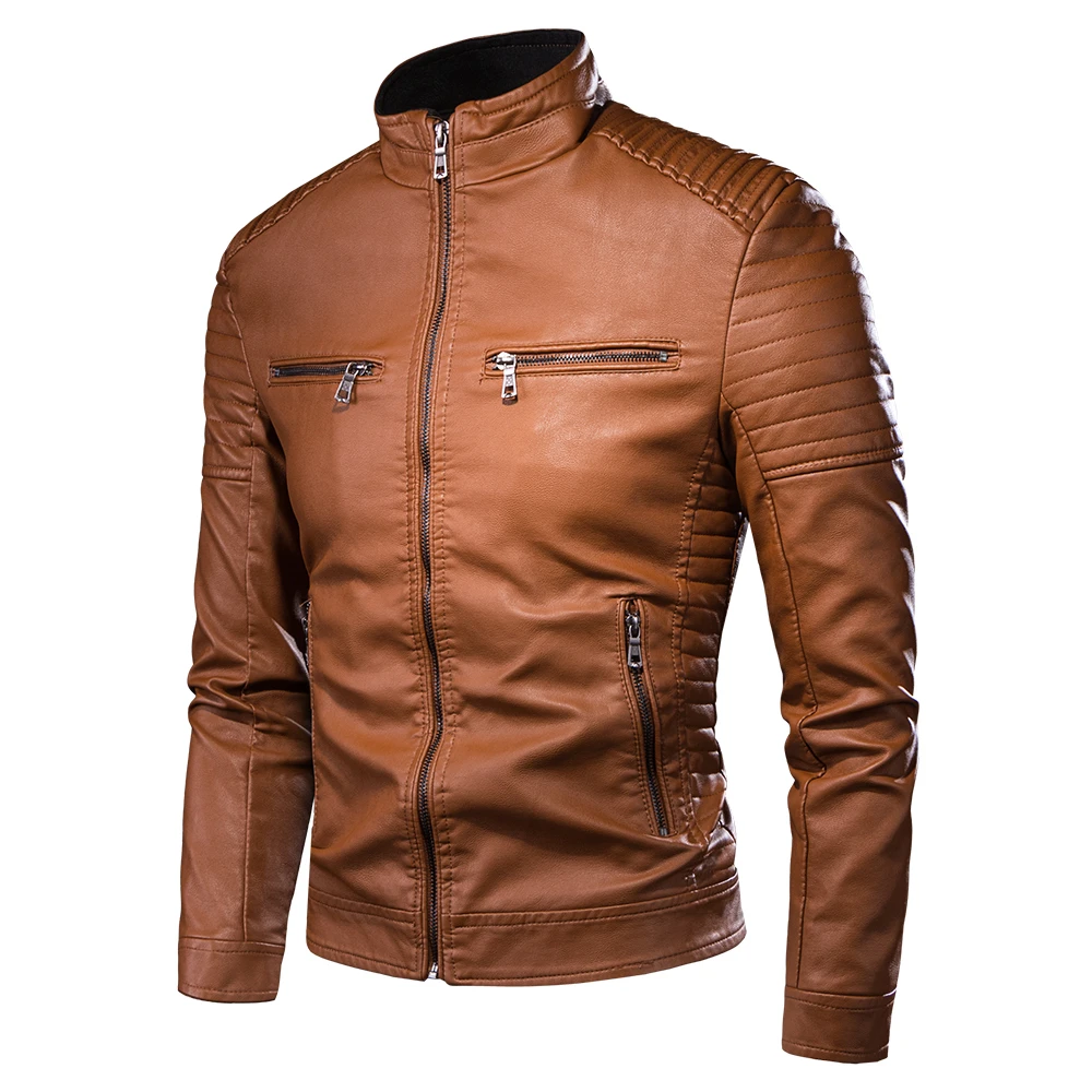 2021 männer Herbst Neue Kausalen Vintage Leder Jacke Mantel Männer Frühling Mode Design Motor Biker Tasche PU Leder Jacke Männer 4XL-M