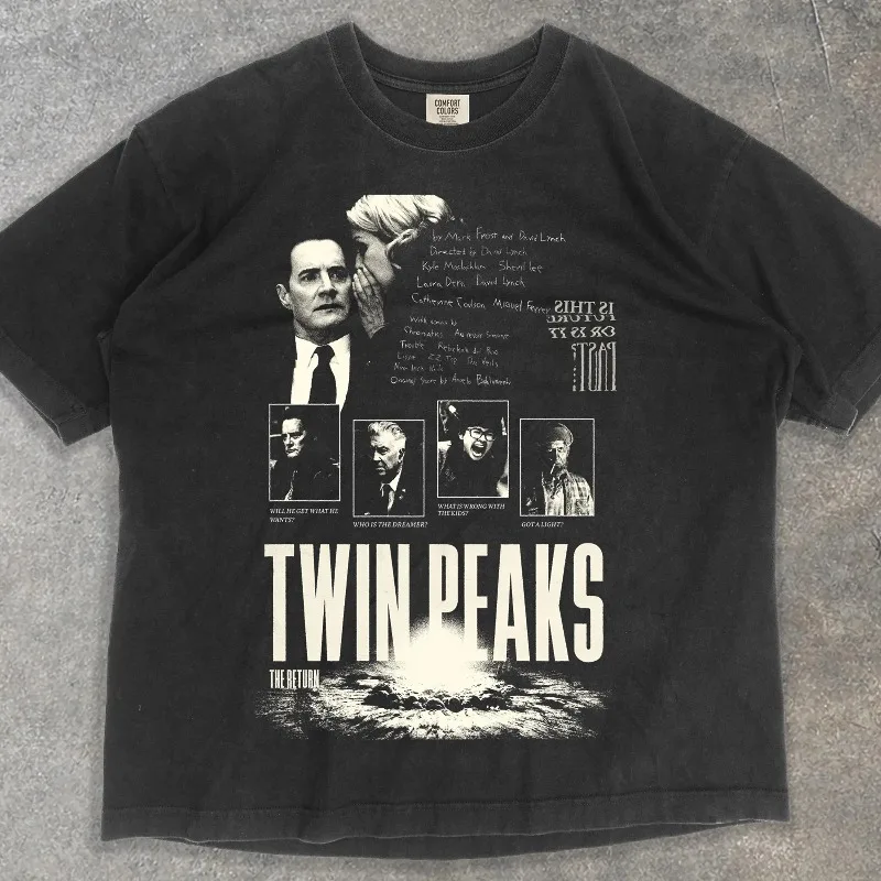 Retro Twin Peak Shirt, Film-Retro-Stil T-Shirt für Damen, Sommer Neues Retro Unisex Casual Fashion Baumwoll-T-Shirt
