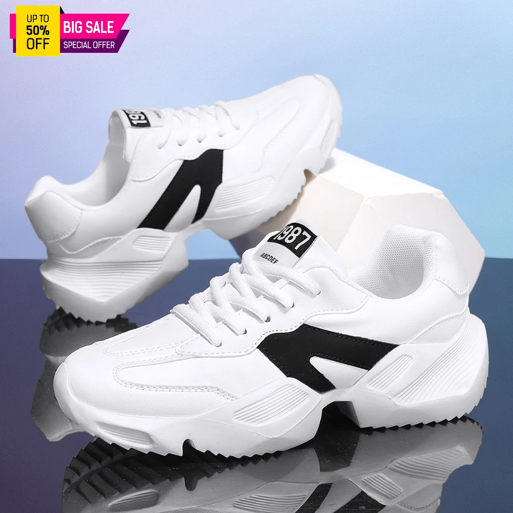 Y2K 2026 Neue Herren Chunky Sneakers Plateau Weiße Dad Shoes Rutschfeste Atmungsaktive Freizeitschuhe für Streetwear SOMMER