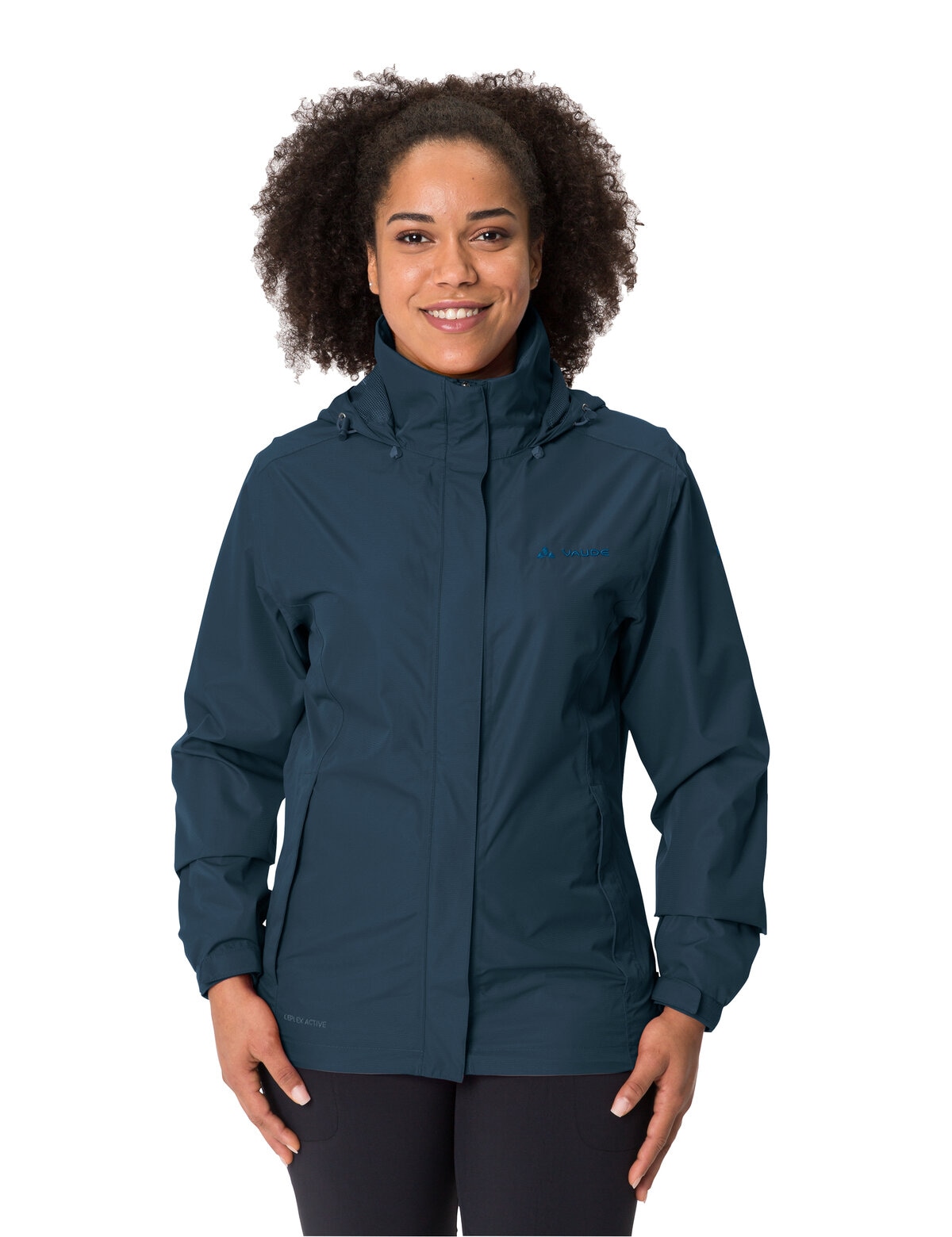 Regenjacke VAUDE "Women's Escape Light Jacket", Damen, Gr. 46, blau (schwarz sea), Web, Obermaterial: 100% Polyester. Futter: 100% Polyamid, unifarben, normal, elastischer Bund mit verstellbarem Klettverschluss, Jacken Regenjacke, für Wandern und...
