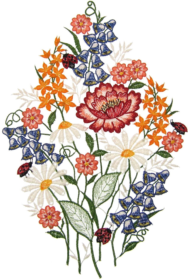 Fensterbild "Fensterbild "Sommerstrauß" farbig", bunt, B:22cm H:34cm, Polyester, W. REUTER & SOHN - PLAUENER SPITZE, Fensterbilder Image