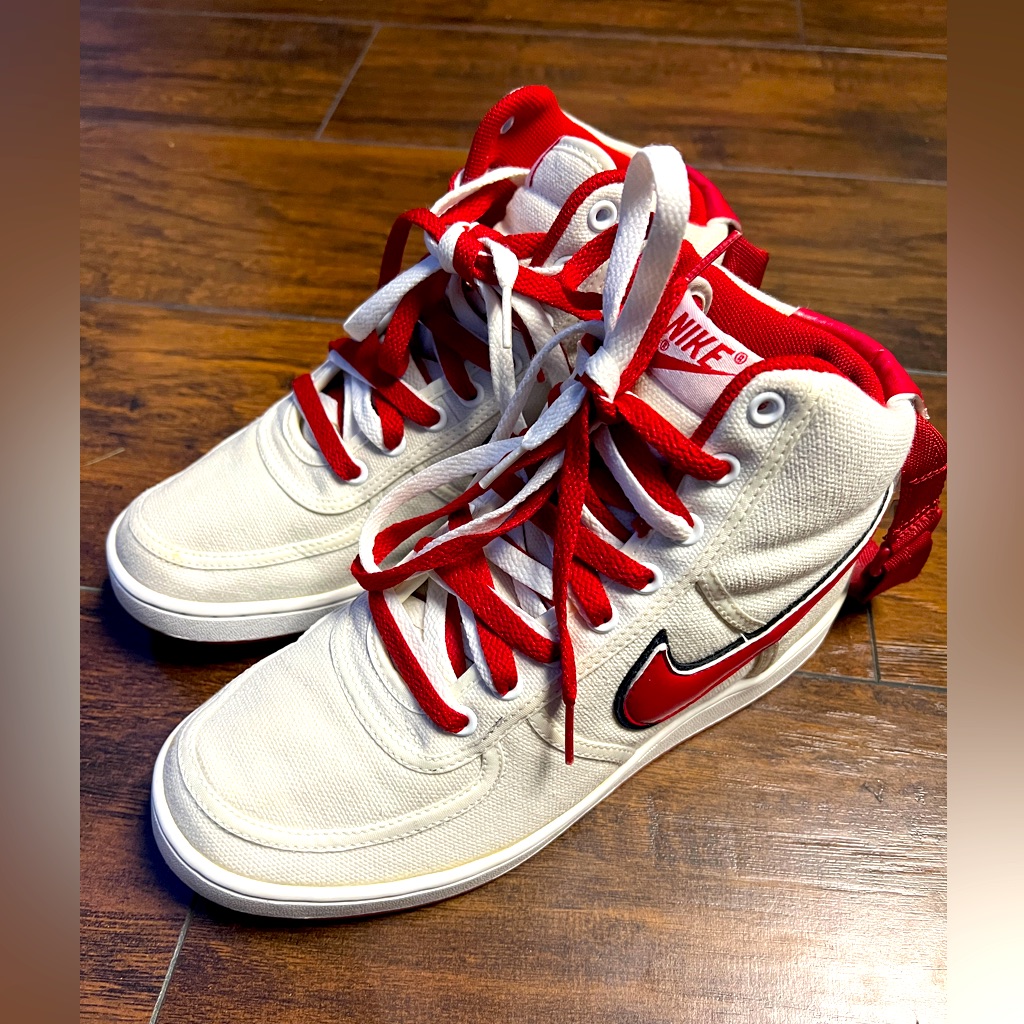 Nike Shoes | Vintage Nike Vandals High Canvas Shoes Men Size 8 White/Red From 2004 Retro | Color: Red/White | Size: 8