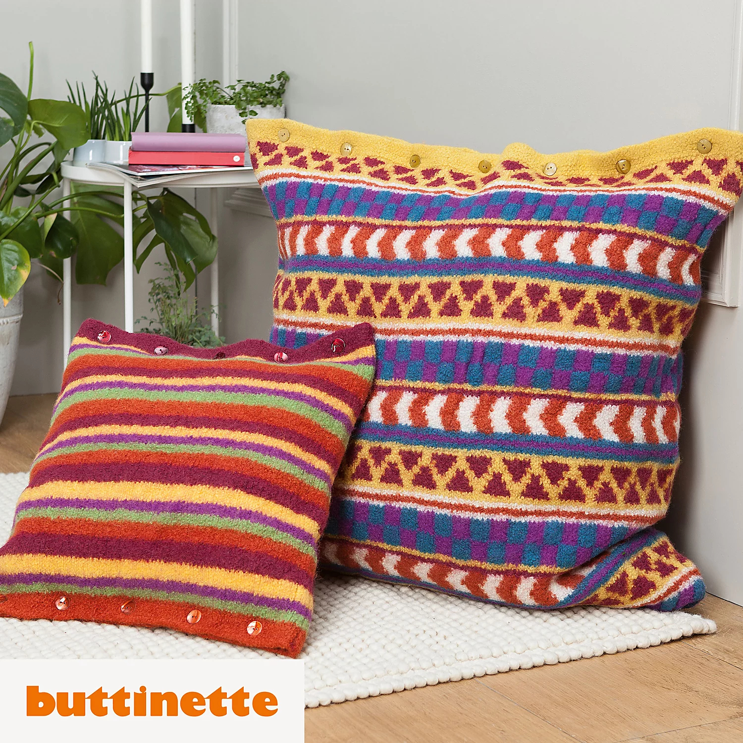 Strickanleitung – Gefilztes Ringelkissen aus Woll Butt Filzwolle