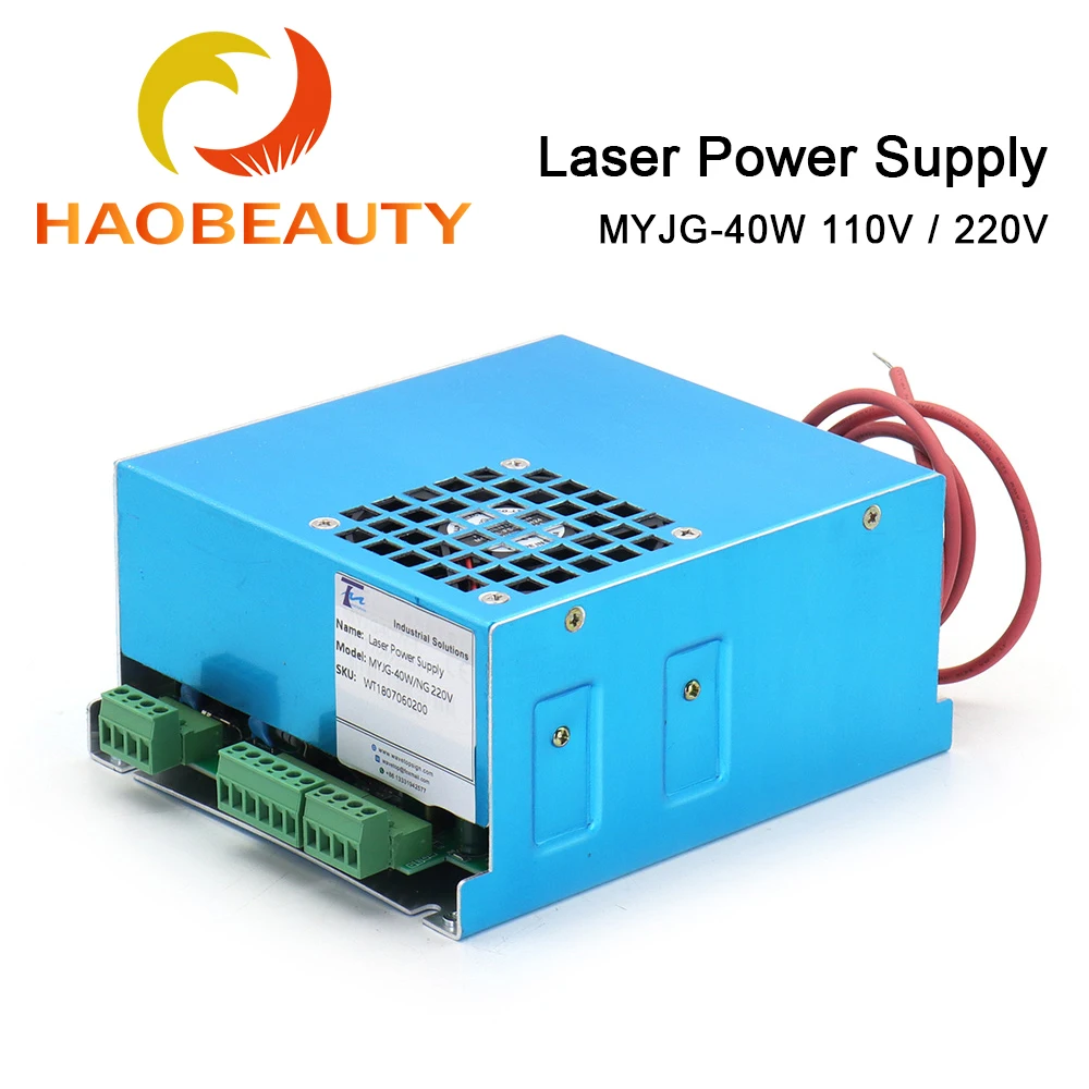 HAOBEAUTY MYJG-40 Alimentatore laser CO2 40W 110V/220V per macchina da taglio per incisione ad alta tensione con tubo laser CO2