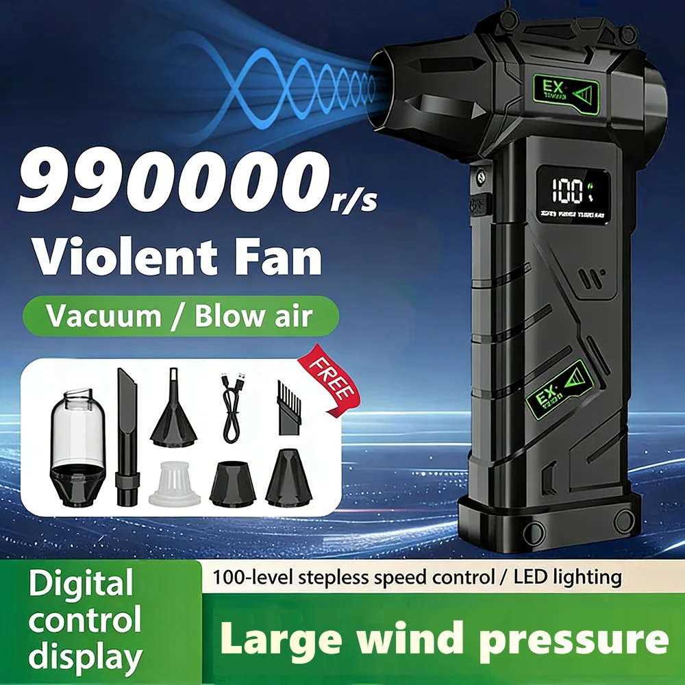 990000 U/min Leistungsstarkes Luftgebläse, bürstenloser gewalttätiger Ventilator, Staubsauger, wiederaufladbar, starke Winde, 60 m/s Turbo-Jet-Gebläse Image