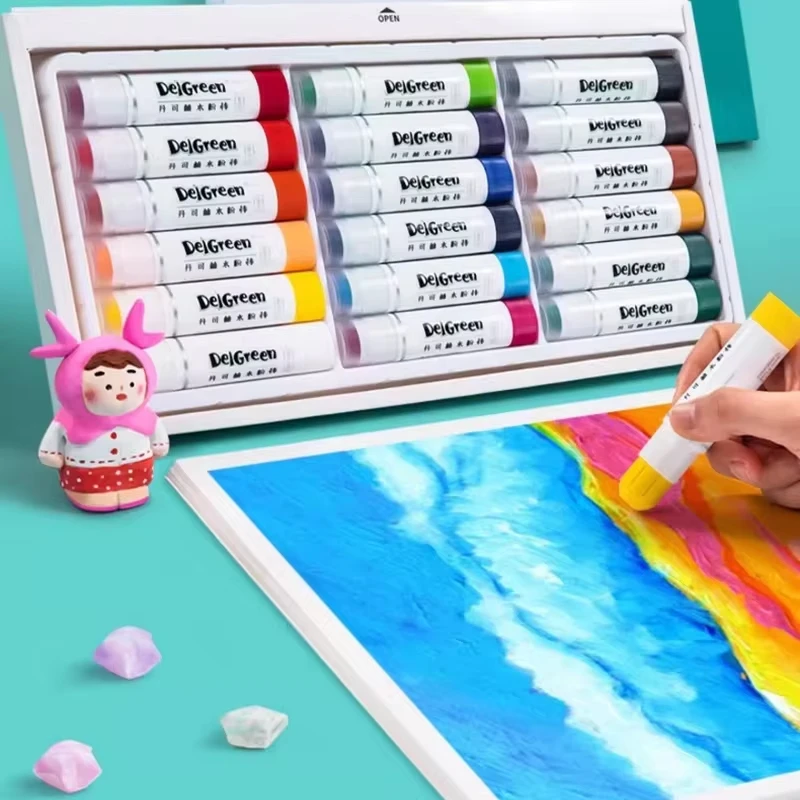 6/24 Farben Weiche Feste Gouache-Farbstifte Abwaschbare Pastellkreiden Macaron für Künstler Graffiti Zeichnen Kunst Schulbedarf Image