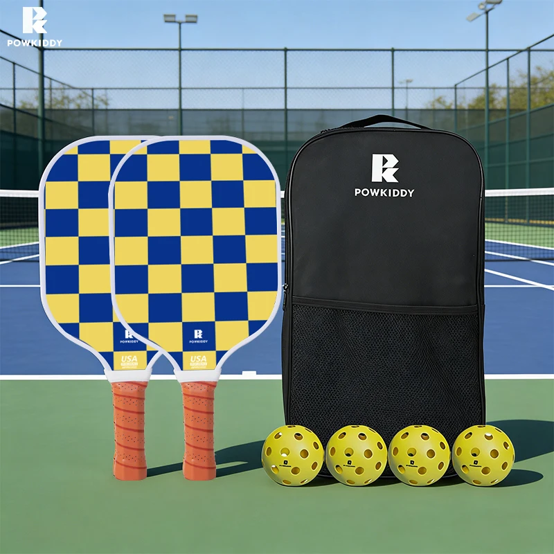 Pickleball-Set Glasfaser-Schläger | Mit PP-Wabenkern Anfängerfreundliches Kit | Enthält 2 Schläger, 1 Aufbewahrungstasche und 4 Bälle! Image