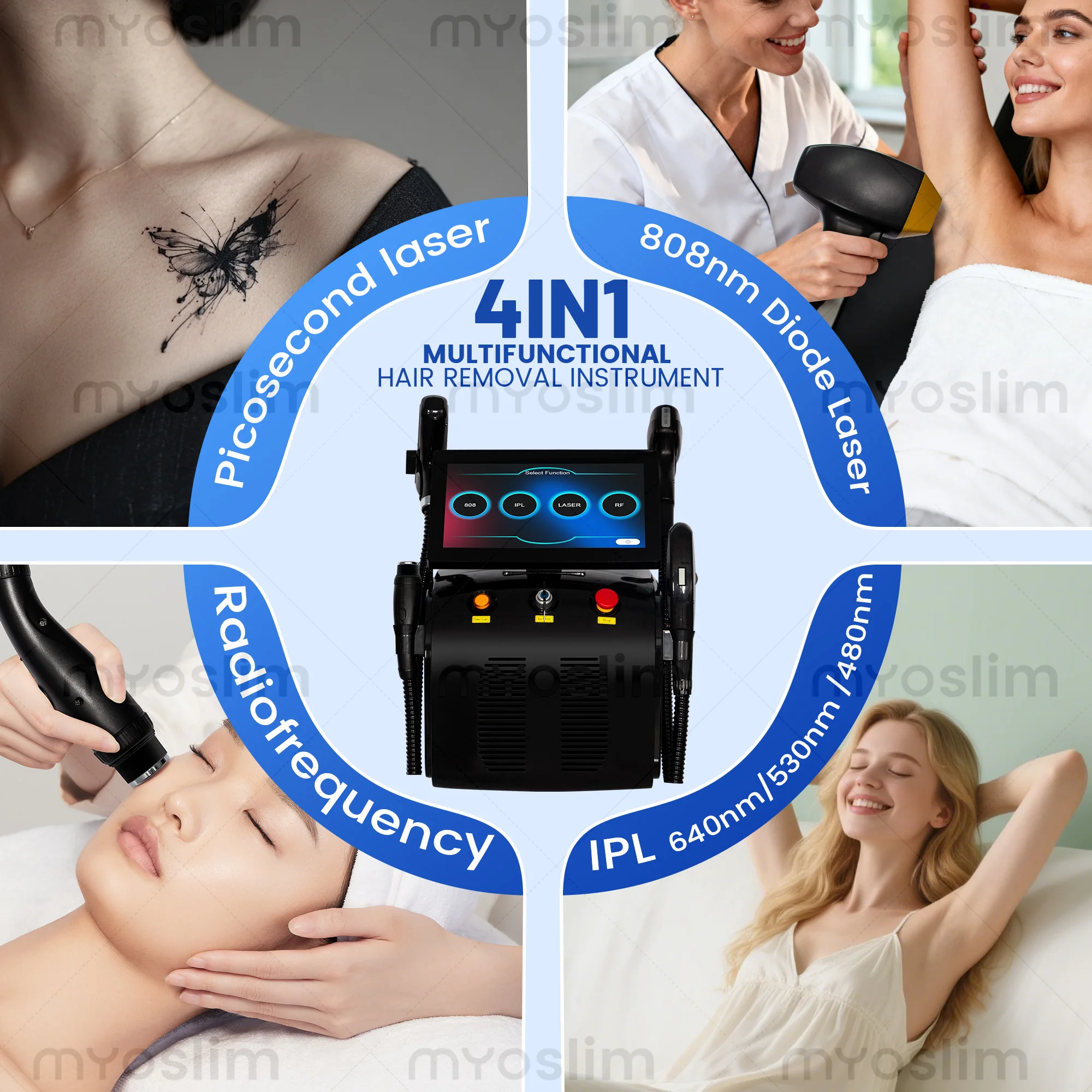 4-in-1 Diodenlaser Pico IPL RF Gerät | Multifunktionales Haarentfernungs- und Hautstraffungsgerät für Schönheitskliniken Image