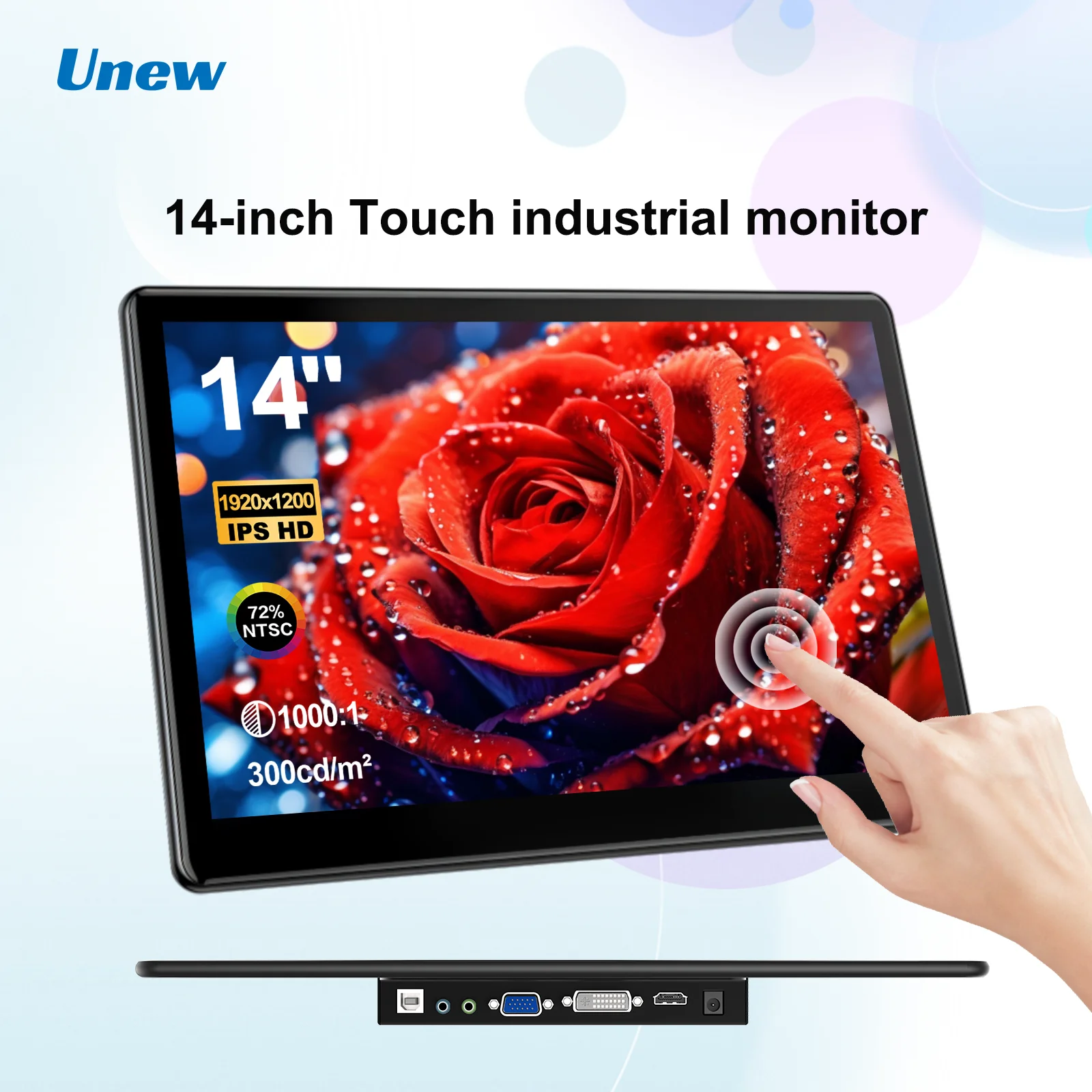 Unew Premium 14 Zoll tragbarer Monitor mit Touchscreen und 1920x1200 IPS für Computer, zweites Display für Laptop, Handy, CCTV, DIY, Auto Image