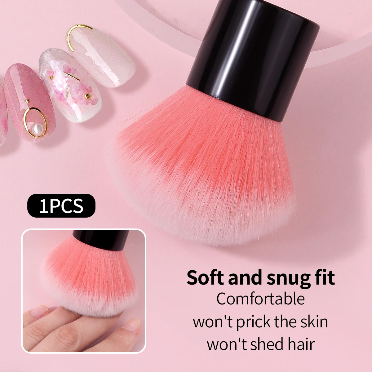 Einzelner Pilzförmiger Puderpinsel mit Weichen Borsten als Make-up-Zubehör Speziell zum Entfernen von Nagellackstaub Image
