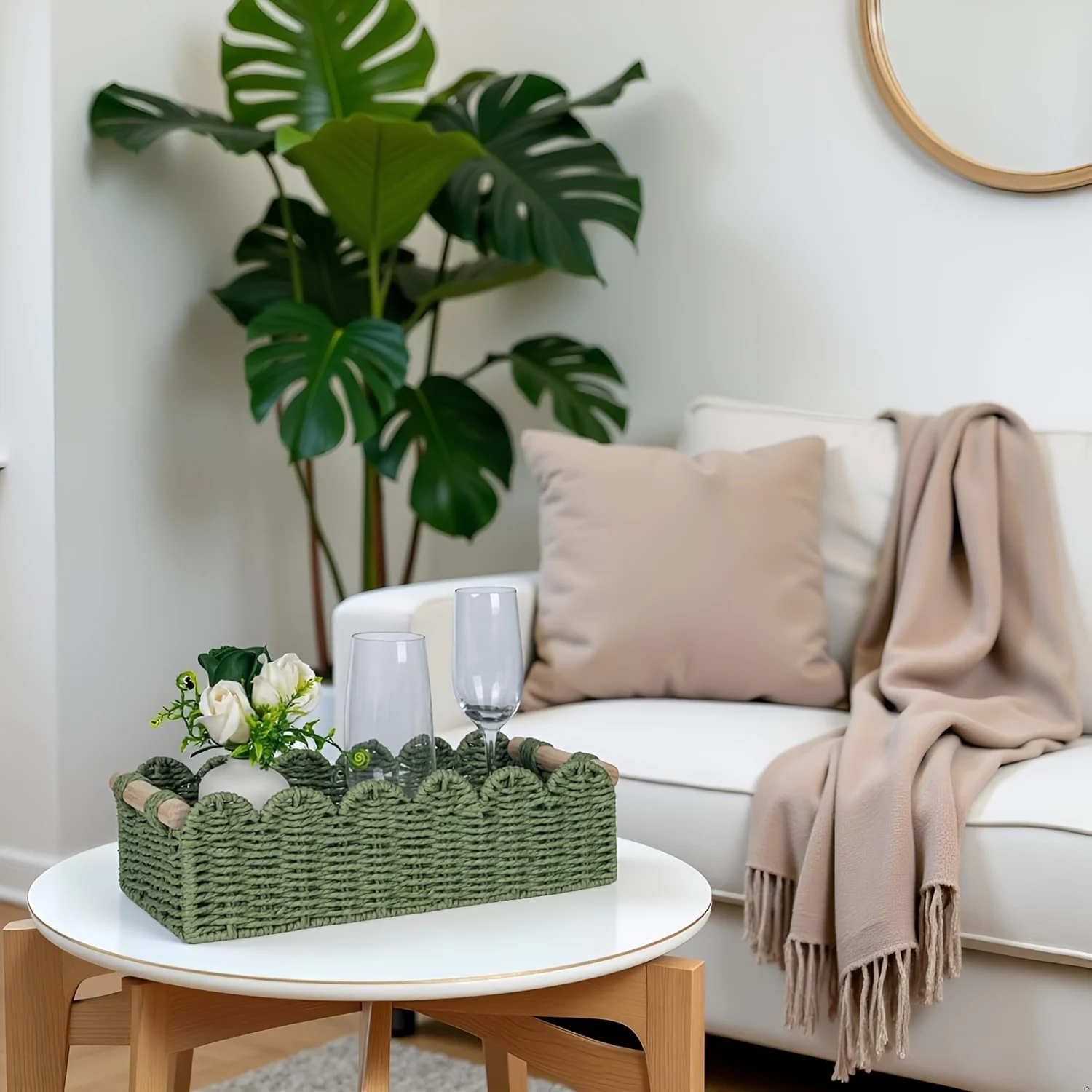 1 Stück Schreibtisch-Aufbewahrungskorb mit Wellenkante, Kleiner Papierseil-Organizer für Zuhause, Wohnzimmer, Toilettenpapier & Schreibtischartikel