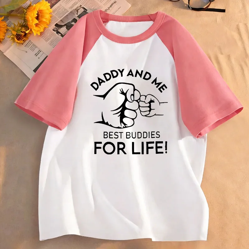 T-Shirts mit Aufdruck „Daddy and Me Best Buddies Foe Life“ für Kinder, Kinder-T-Shirt für Jungen und Mädchen, Sommer, Frühling, lässiges Top-T-Shirt Image
