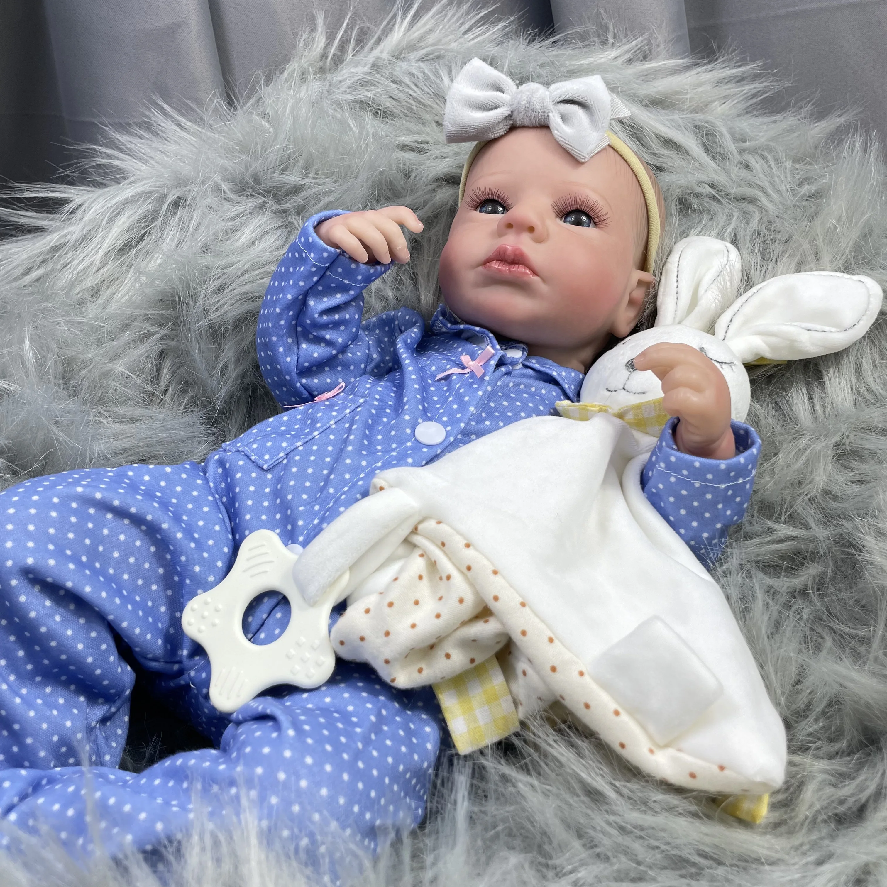 50CM Fertig Reborn Baby Puppen LouLou Awake Girl Lebensechte Silikon Vinyl Neugeborenen 3D Haut Sichtbare Adern DIY Spielzeug für Mädchen