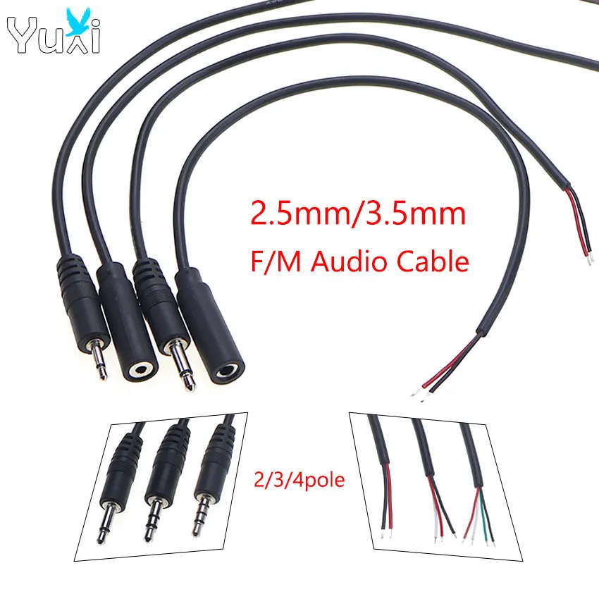 YuXi 2,5 mm 3,5 mm Stecker/Buchse 2/3/4-polig Mono/Stereo Aux-Steckeranschluss für blankes Kabelende für DIY-Audio-Kopfhörerkabel Image