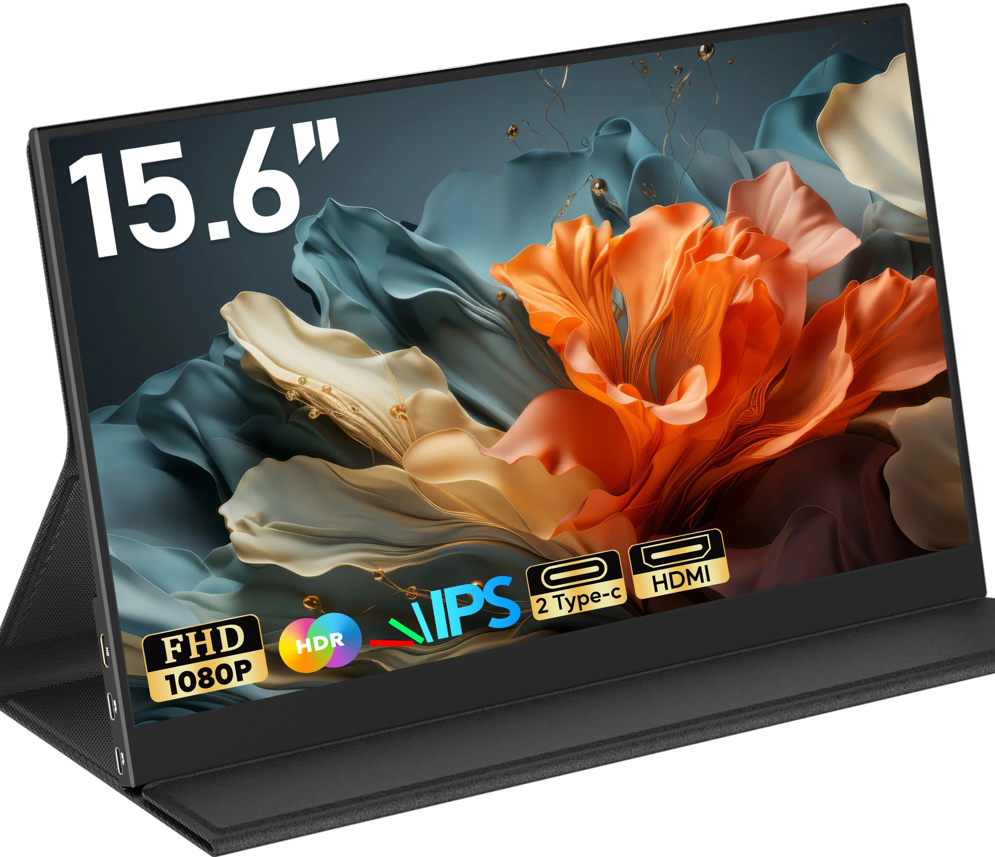 Amoudo 15,6 Zoll tragbarer Monitor 1920 x 1080P Extend Display IPS LCD Panel Penhole Stand VESA USBC Mini HDMI Mobile Display Image