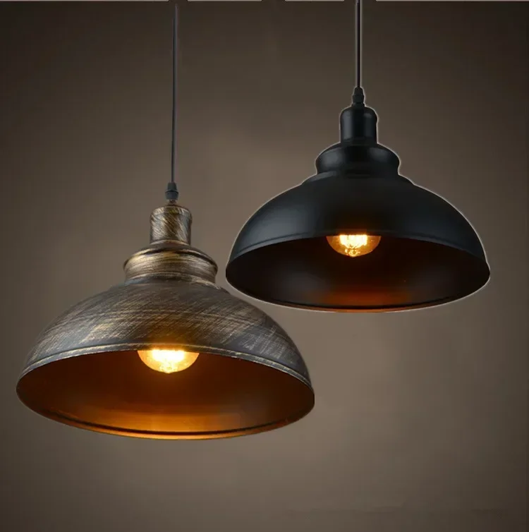 JOYINLED Single Head E27 Industrielle Pendelleuchte, Schwarz Silber Kupfer Retro Vintage Metall Deckenleuchte für Büro Café Bar