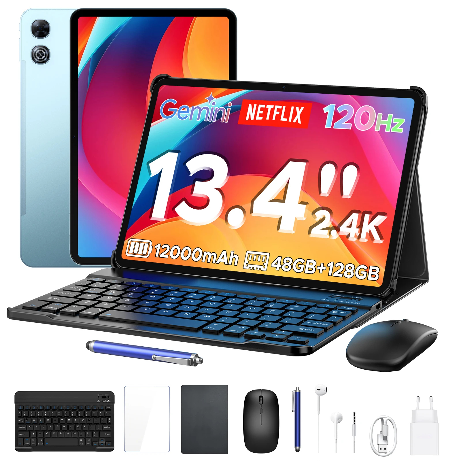 Aorlym P13 Android 16 2-in-1 Tablet-PC 13,4 Zoll 2.4K Gemini AI 48GB RAM (8+40) 128GB ROM 12000mAh Akku Widevine L1 Tablet-PC Image