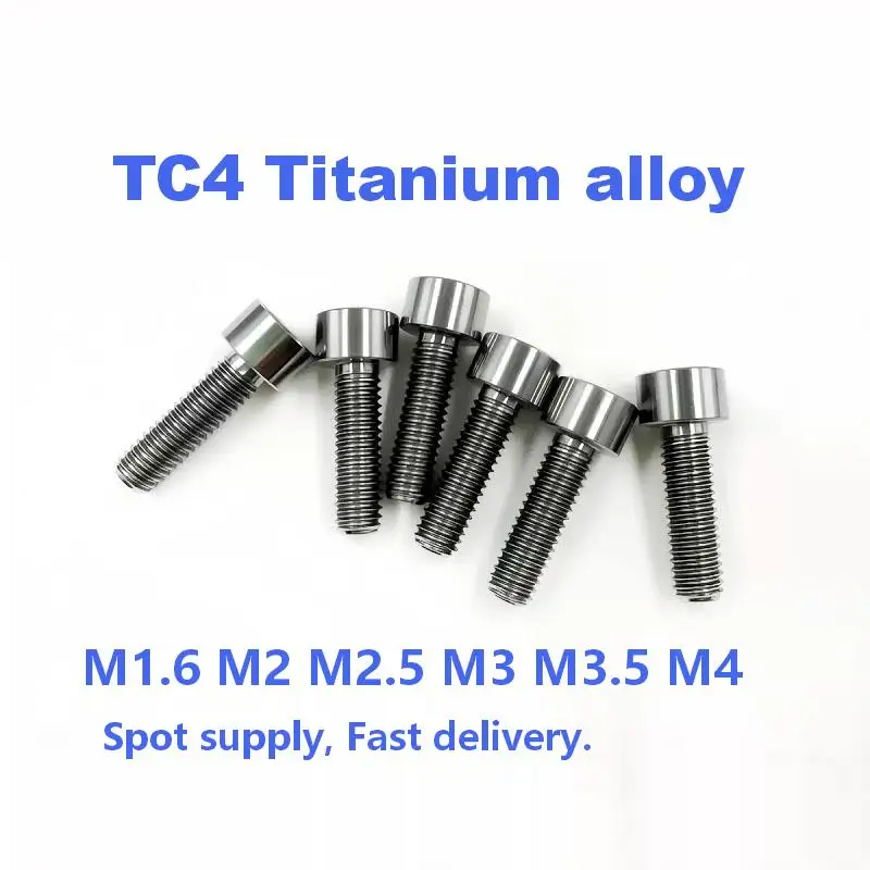 Titanlegierung Zylinderkopf Innensechskantschrauben M1,6 M2 M2,5 M3 M4 TC4 GR5 Titanlegierungsschraube 10-50 teile/los Image