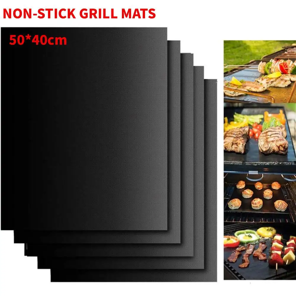 1-10 Stück Große Antihaft-Ofenauskleidung Wiederverwendbare Schutzmatte Hitzebeständige Grillmatten 50X40CM BBQ-Grillmatte Backmatte Image