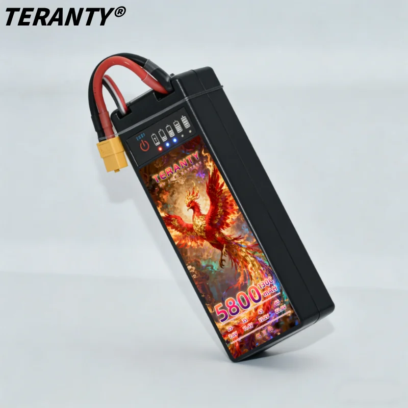 Mit Leistungsanzeige TERANTY 2S LiPo 7,4V/7,6V 5400/5800mAh 100/130C Hartschalen-Rennbatterien mit T-X60-Stecker für RC-Autos Rallye Image