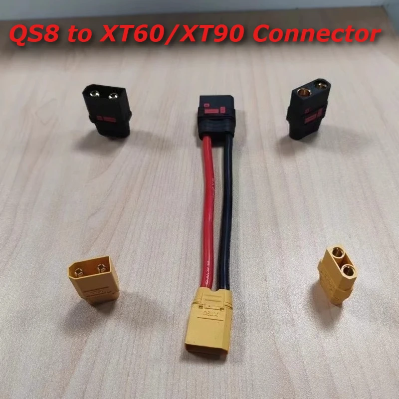 QS8 zu XT60 XT90 Stecker-Buchse-Verbindungskabel für Modellflugzeuge, Anti-Spark-Adapterkabel für XT90 Image